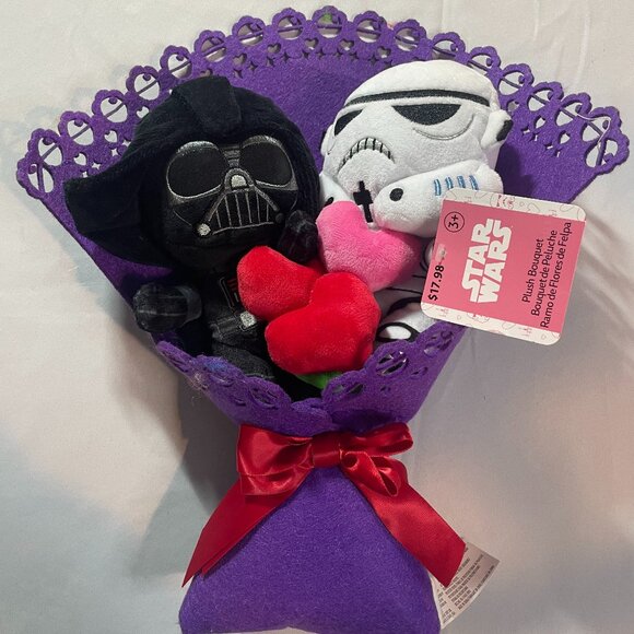 Star Wars Valentine's Day Plush Bouquet W/ Darth Vader& Stormtrooper Plush NWT - Picture 1 of 3